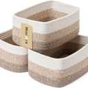 Small Storage Baskets for Organizing | Closet Organizer Bins | Shelf Toy Basket | Woven Rope Baskets | Cube Decorative Box | Shallow Basket |11.5x7.5x4.7| 3 Packs Gradient Brown