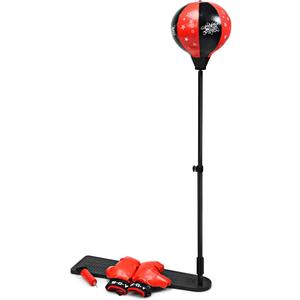 Costzon Punching Bag for Kids, Boxing Bag Set Toy with Height Adjustable Stand, Kids Boxing Gloves and Hand Pump, Freestanding Boxing Equipment Gift for Boys and Girls 8+ Years Old