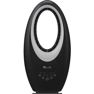 LivePure Bladeless Oscillating Fan w/Filter and Aroma Tray. 3-Speed Adjustment, Touch Control, Quiet Cooling Fan. Stand Up Fan for Bedroom, Office, Kitchen, Black