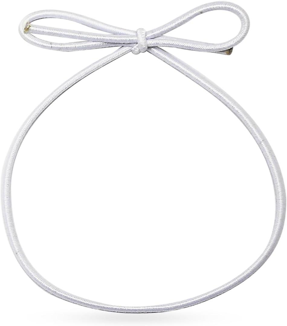 FQTANJU 100 Pcs White Stretch Loops with Pre-Tied Bows from Elastic Ribbon - 6 Inches Elastic Metallic String Gift Bows for Gifts Boxes,Tags, Craft & Easy Wrapping