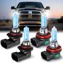 SHENKENUO Fit For DODGE RAM 1500 2500 3500 (2009-2012 4-Headlamps) & (2013-2018 Without Projector) 9005+H11 High/Low Beam Halogen Headlight Bulbs Combo,Plug-n-Play, 6 Pack