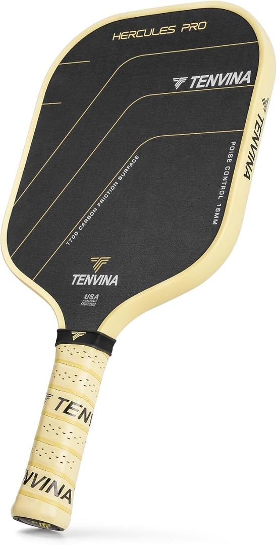 TENVINA Pickleball Paddles, Thermoformed 4 Layers Carbon Fiber Pickleball Paddle, Pickle Ball Paddle USAPA Approved with Dominant Power and Larger Sweet Spot (Carbon-17MM, 
Honeycomb Control Core
)