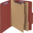 Smead Pressboard Classification File Folder with SafeSHIELD Fasteners, 2 Dividers, 2" Expansion, Letter Size, Red, 10 per Box (14075)
