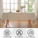 Alsoo Checkered Tablecloth Rectangle Washable Buffalo Plaid Table Cloth Cotton Linen Gingham Table Cover for Picnic Kitchen Dining Room, Beige and White, 60 * 75