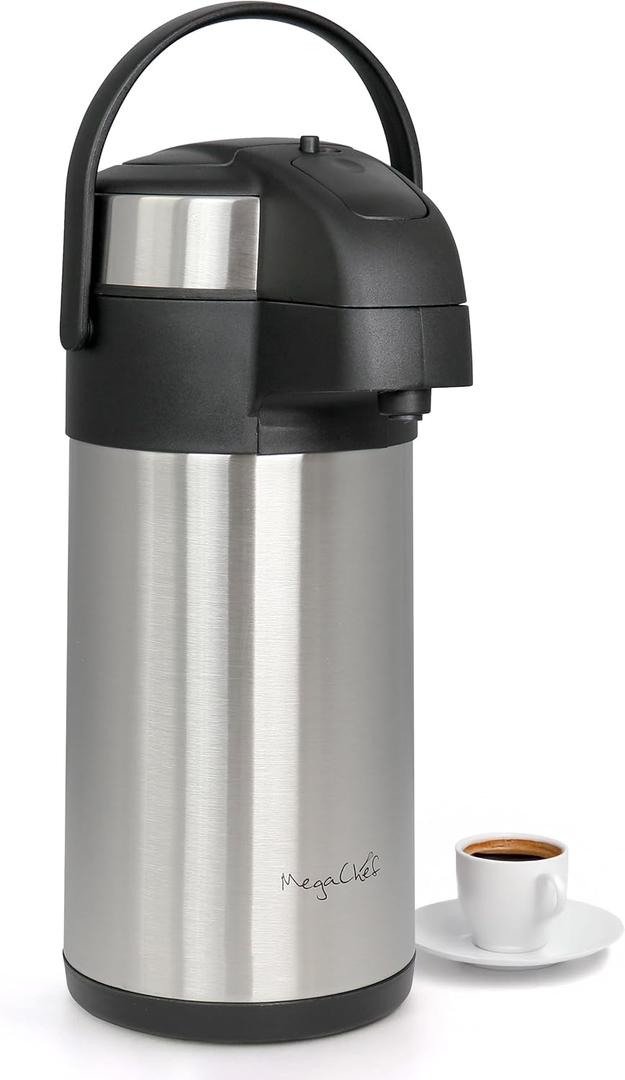 MegaChef 3 Quarts Stainless Steel Vacuum Body Pump Cap Air Pot
