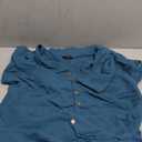 Tshirt Dress with Pockets Womens Button Down Shirt Dress Summer Shorts Sleeve Cotton Linen Casual Midi Dress, 2XL, Blue 