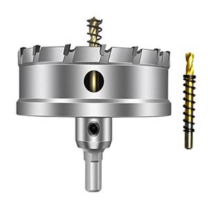 ASNOMY Tungsten Carbide Tipped Hole Saw Drill Bit for Hard Metal, 4-1/4'' Inch T.C.T Hole Saw Cutter with 2pcs Titanium-Plated Pilot Drill bit for Metal, Steel, Iron, Wood, Plastic