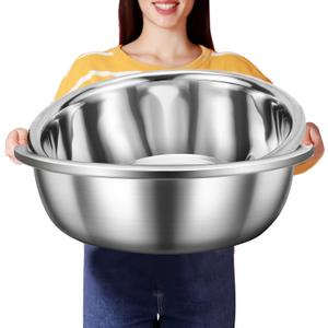 2 Pack Large Mixing Bowl Oversized All Purpose 304 Stainless Steel Polished Mirror Flat Base Metal Bowl for Home or Commercial Prepping Baking Mixing Marinating(16 Qt) 2 Pack Large Mixing Bowl Oversized All Purpose 304 Stainless Steel Polished Mirror Flat Base Metal Bowl for Home or Commercial Prepping Baking Mixing Marinating(16 Qt)