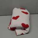 Valentine's Day Knitted Throw Blanket 50 x 60 Inch Double Sided Reversible Red Heart Blanket Red and White Love Decor Fluffy Microfiber for Wedding Anniversary Party Gift Bed Sofa Chair