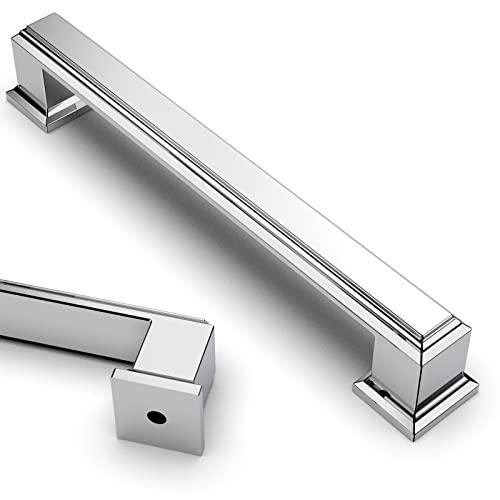 Asidrama 10 Pack 5 Inch(128mm) Polished Chrome Kitchen Cabinet Handles Cabinet Pulls Kitchen Cabinet Hardware for Cupboard Drawer Pulls
