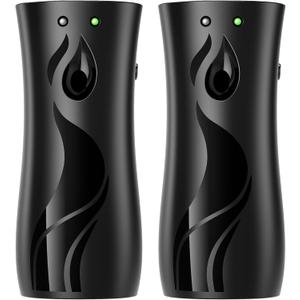 Automatic Air Freshener Spray Dispenser 2-Pack, Wall Mounted or Freestanding, Multiple Time Settings, Commercial and Home Use in Bathrooms, Offices, Living Rooms and Commercial Places (Black, 1121)