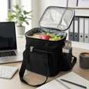 Double Deck Lunch Bag for Men Women - 18L Insulated Cooler Bag, Leakproof PEVA Lined, Large Soft Adult Lunch Box for Work, Office, Picnic, Beach, Camping, Travel (Black)