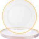 BESTSTAR 12 Inch Disposable Charger Plates, 15 Pack Plastic Clear Plates with Gold Rim, Perfect Table Decor for Party, Wedding, Dinner