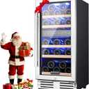 BODEGA 15 Inch Dual Zone Wine Fridge, 30 Bottle, Black 15 Wine Cooler Under Counter For Home and Kitchen, With Double-Layer Glass Door, Wine Refrigerators Free standing with Temperature Control.