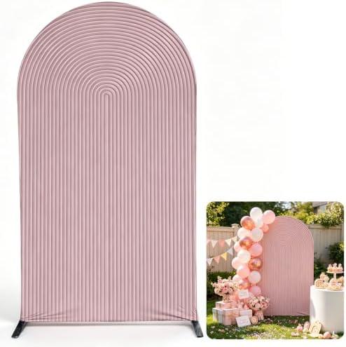 2D Printed Ripples Party Arch Covers Arched Backdrop Cover Stretchy Cover for Party Decoration Round Top Frame Spandex Cover (Pink Cover456,8x4.6ft)