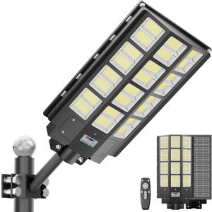 Solar Street Light 8000W Solar Parking Lot Lights Outdoor Waterproof, 240000LM 8000K Dusk to Dawn with Motion Sensor, LED Wide Angle Lamp