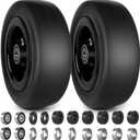 11x4.00-5 Flat Free Lawn Mower Tires and Wheels 3/4" 5/8" 1/2" Ball Bearings, 3.25"-5.5" Centered Hub 11x4-5 Zero Turn Mower Front Tires, Smooth Wheels for Commercial Grade Lawn (Black)
