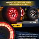 LED Spare Tire Brake for Ford Bronco 2021-2025, Plug & Play 3rd Third Brake Light Wheel Light with Large Lighting Surface, Red Brake + Reverse Light Dual Function