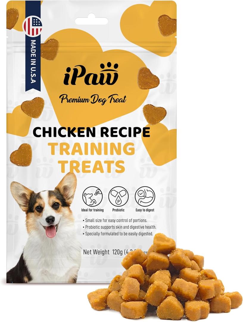 iPaw Dog Treats for Puppy Training, All Natural Human Grade Soft Dog Treat with Probiotics, Hypoallergenic, Easy to Digest (Chicken), Best By 22 JAN 2026