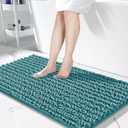 Yimobra Original Luxury Chenille Bath Mat, 44.1 x 24 Inches, Soft Shaggy and Comfortable, Large Size, Super Absorbent and Thick, Non-Slip, Machine Washable, Perfect for Bathroom, Teal Blue