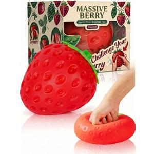 Squishy Squeeze Strawberry Giant Jumbo Big 7 Inch Slow Rising Stress Ball, Realistic Fruit Squeeze Toy for Relief, Adults Kids Sensory Fidget Strawberry Squishy Gifts Party Favor(7 Inch Red)