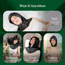 Hooded Silk Sleep Bonnet, 100% Mulberry Silk Night Cap, Long Hair Protective Cap with Buttons, Black