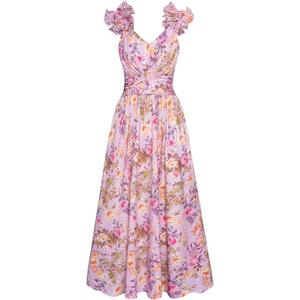GRACE KARIN 2025 Women's Summer Floral Print Dress Sleeveless Casual Flowy Sundress A Line Ruffle Wedding Guest Outfit, Small