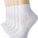 CS CELERSPORT 6 Pairs Women's Running Ankle Socks Athletic Sport Socks Cushioned (White, M)
