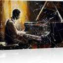 LoveHouse Piano Wall Art Black Musician Pictures Wall Decor Music Paintings