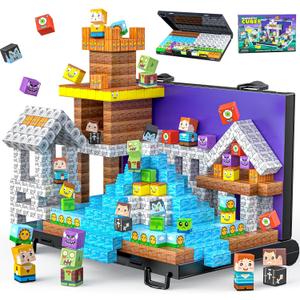 Magnetic Blocks with Storage Case, 1 Inch Large Size Magnetic Building Blocks Cubes, Magnet Blocks STEM Stacking Toy, Boy Toys Birthday Gifts for Boys & Girls Magnet Toys for Kids Age 3+, 84PCS