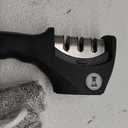 Knife Sharpeners for Steel and Ceramic Kitchen Knives - Manual Handheld System to Safely Sharpen and Hone your Knife - Includes Cut Resistant Glove and Blade Cloth (Black)