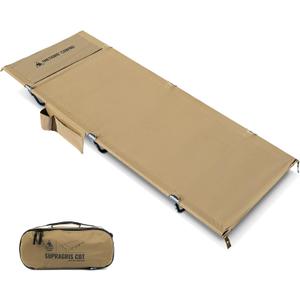 OneTigris SUPRAGRIS Camping Cot, Support Up to 400lbs, Lightweight Comfortable Folding Bed for Camping, Hiking, Backpacking, Travel, Car Trips, Office Nap (Coyote Brown)