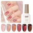 GAOY Rose Garden Jelly Gel Nail Polish of 6 Transparent Nude Red Pink Brown Colors Sheer Gel Polish Kit for Salon Manicure and Nail Art DIY at Home