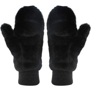 Eilova Unisex Winter Fluffy Gloves Mittens Windproof Fleece Plush Gloves with Warm Mitten Cover for Women Girls Boys