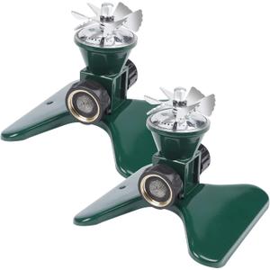 Biswing 2 Pack Lawn Sprinkler, Heavy Duty Metal Square Garden Sprinkler, 360 Degree Large Area Irrigation, Connectable Rotating Automatic Water Sprinklers for Yard Lawn Garden Watering