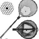 Rubber Fishing Net Large Folding Landing Collapsible Aluminum Pole Handle with Deep Net for Fishing,Big Fishing Net for Freshwater and Saltwater,Fly Fsihing Net Extend to 67 inches