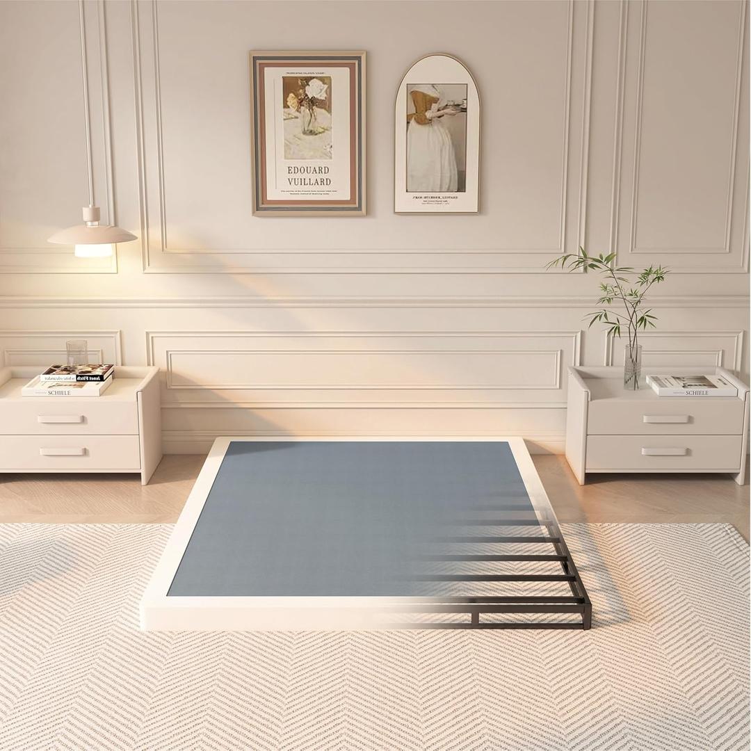 YORMDMO 3 Inch Box Spring, Queen Size Box Springs with Fabric Cover, Heavy Duty Metal Low-Profile Foundations Easy Assembly 3000 lbs Capacity