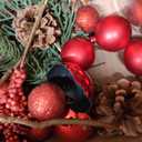 Giegxin 54 Pcs Red Christmas Centerpiece for Table DIY Farmhouse Xmas Decor for Dinning Table 6 Artificial Pine Branches 47 Red Vase Filler Balls 1 Glass Vase for Kitchen Tabletop Decor