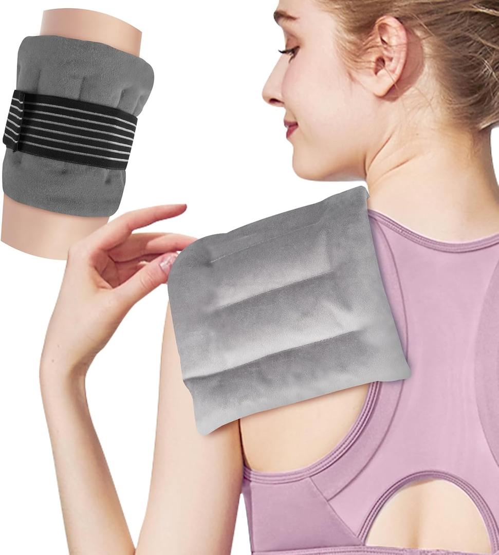 SuzziPad 10.8x5.5in Microwave Heat Pad, Microwavable Heated Pads with 25in Straps, Hands-Free Heat Compress for Neck Shoulder, Multipurpose Moist Heat Pack for Arm, Abdomen and Calf, Gray