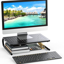HUANUO Monitor & Laptop Stand - Metal Vented Riser for Screen, Laptops, Printers - Home & Office Black