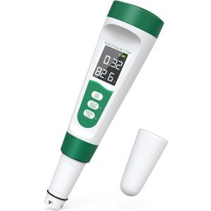 Salt Tester for Saltwater Pool & pH Meter,5 in 1 Digital Water Tester for Salinity,Temp,EC,TDS Meter for Pool Salt Tester,Hot Tubs & Spas,Hydroponics,Aquarium,Accurate & Reliable,Green