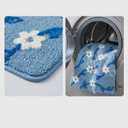 Blue Floral Bath Mats for Bathroom Blue and White Flower Daisy Vintage Rug for Room Decor (Blue, 31" x 20")