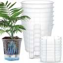 Wonderjune Self Watering Pots for Indoor Plants with Deep Reservoir and High Drainage Holes for Outdoor Plants and Flowers, Bare Root Planter(8.27'',Clear,6 Pcs)