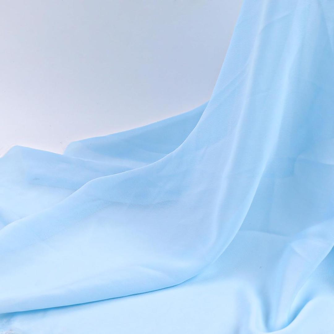 Chiffon Fabric by The Yard, 60 Inch 1 Yard Wide Chiffon Sheer Fabric Bars Wedding Draping, Pre-Cut Soft Wedding Arch Draping Backdrop, Party Decoration Light and Airy Dreamy (Baby Blue)