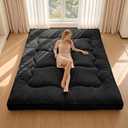 Japanese Floor Futon Mattress,4 Inch Memory Foam Mattress Topper Full,2 Inch Firm Cooling Gel Memory Foam and 2 Inch Soft Down Alternative for Back Pain Relief,Medium Support,Black