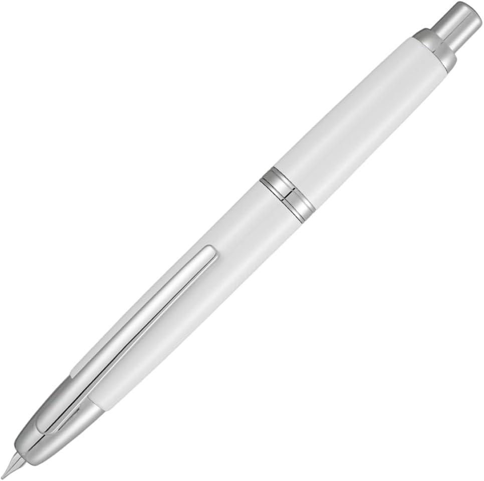 Jinhao 10 Capless Fountain Pen with Box,Pearl White Retractable Fine Nib Ink Pen with Converter Writing Set (Silver Clip)