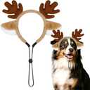 Dog Reindeer Antlers Headband, Pet Christmas Outfit Deer Costume for Medium Large Dogs Cats Halloween Christmas Party (Brown)