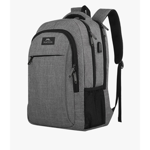MATEIN Travel Laptop Backpack, Business Anti Theft Slim Sturdy Laptops Backpack with USB Charging Port, Water Resistant College School Computer Bag Gift for Men & Women Fits 15.6 Inch Notebook, Grey