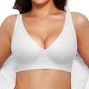 Popilush Wireless Bras Women Seamless No Underwire Push Up Bra Supportive Deep V Bralette Everyday Comfortable T-Shirt Bra (XX-Large)