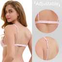 Women's Lace Bralettes Triangle Wireless Bras with Adjustable Straps V Neck Soft Unpadded Multicolors-Petite (Pink, S)